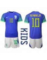Brazílie Neymar Jr #10 Venkovní dres pro děti MS 2022 Krátký Rukáv (+ trenýrky)
